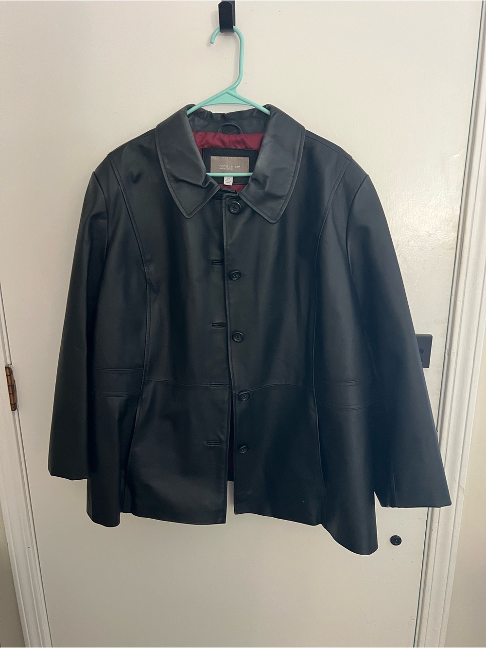 croft & barrow Black Button-Front Leather Jacket